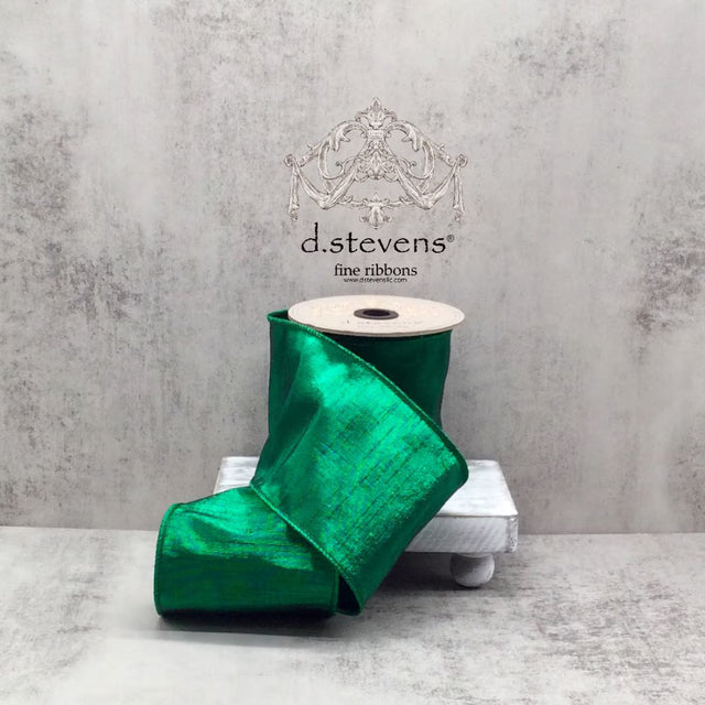 4" x 10yds Metallic Dupioni Ribbon – Emerald