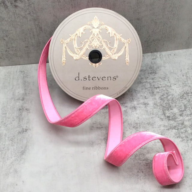 1" x 10yds Velvet Strawberry Ribbon with Dupioni Backing