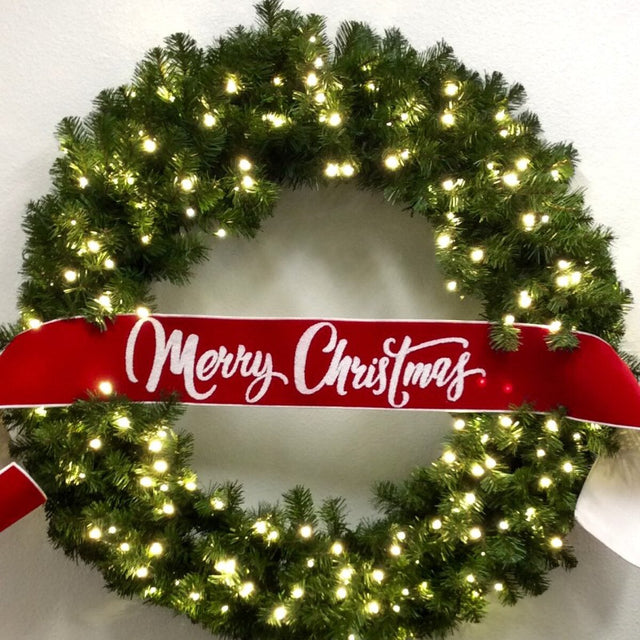 6" x 70" Velvet Merry Christmas Ribbon