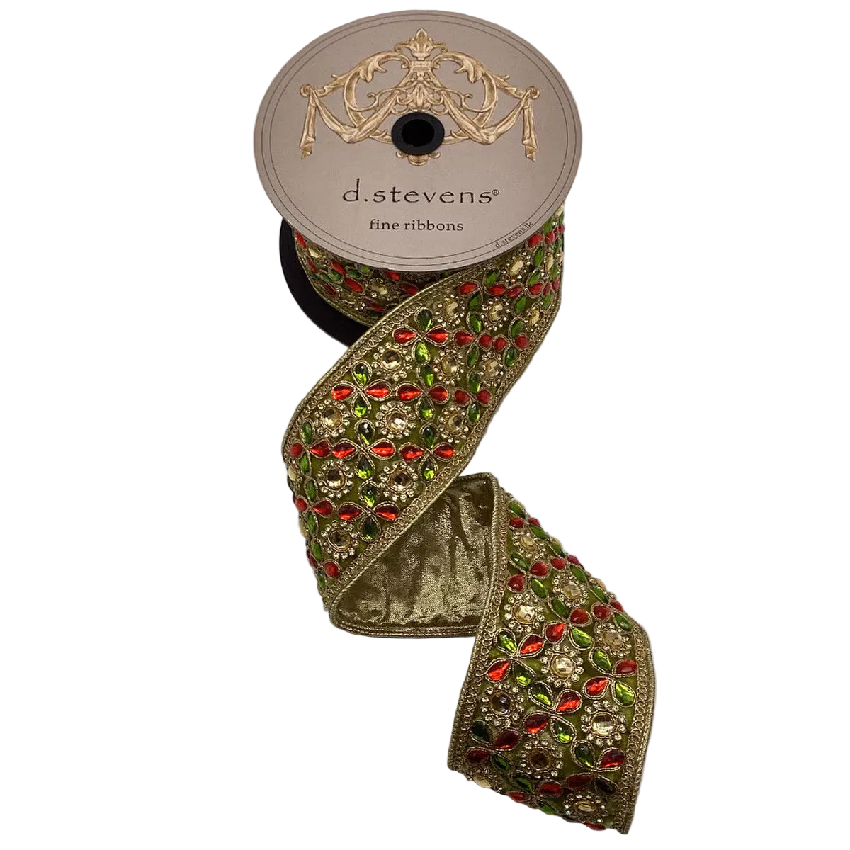 3" x 5 Yards Velvet Colorful Royal Jewels Ribbon | Lime