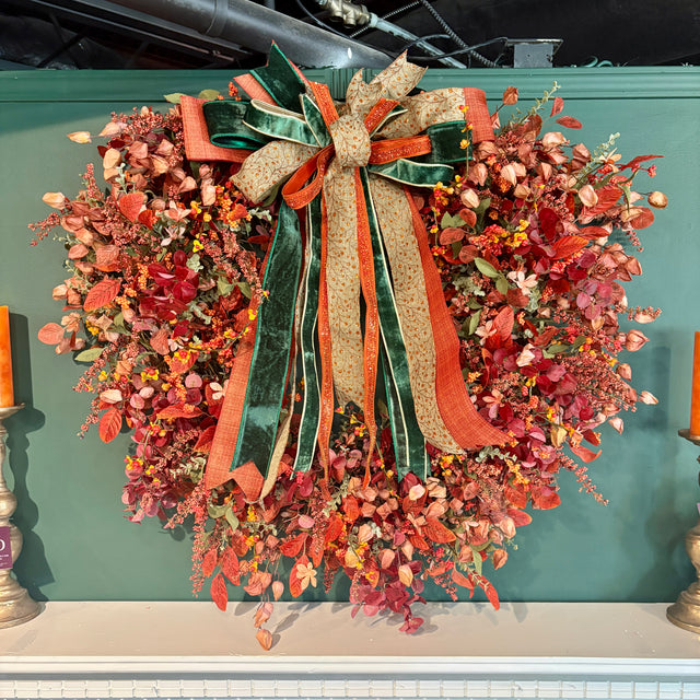 42H" × 36W" Autumn Orchard Custom Fall Wreath with Bow
