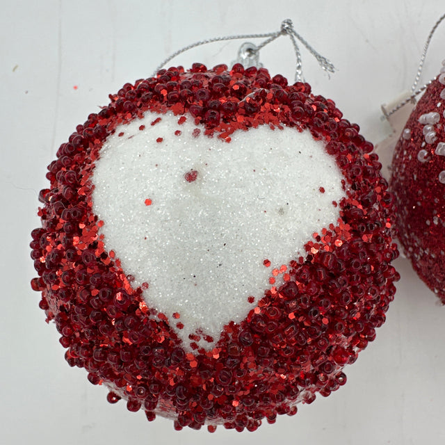 Bauble foam glitter heart ornament