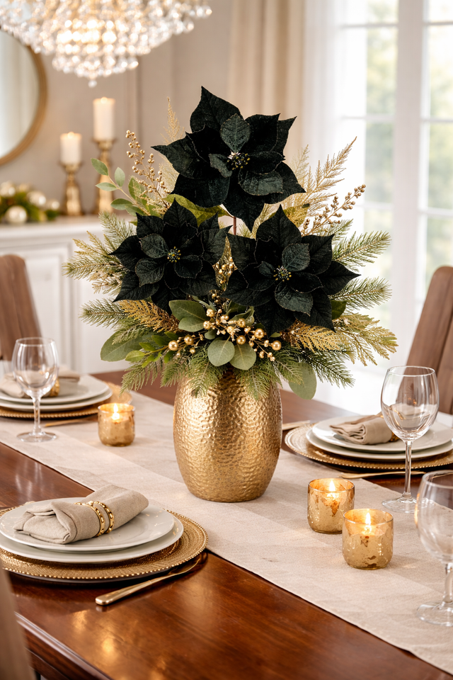 20" Classic Velvet Poinsettia Stem | Cream or Green