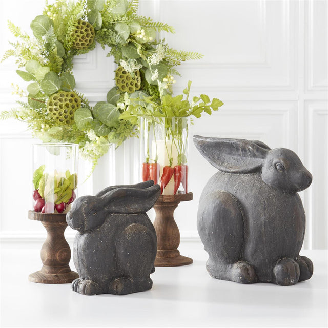 Set of 2 Glass Cylinder Candleholders with Wood Pedestals
