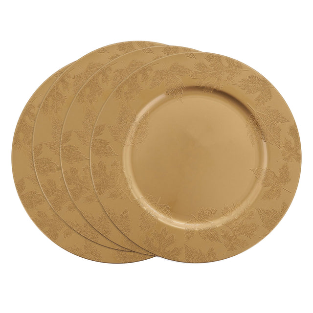 13" Fall Leaf Charger | Gold