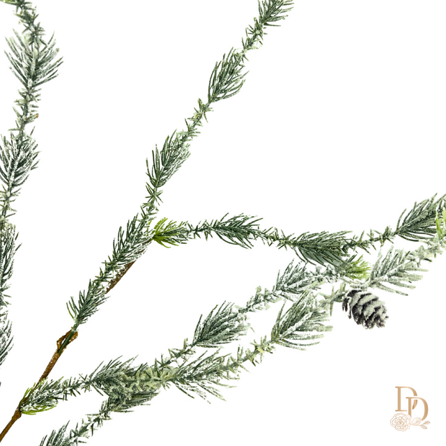 26" Frost Mini Fir with Cones Spray