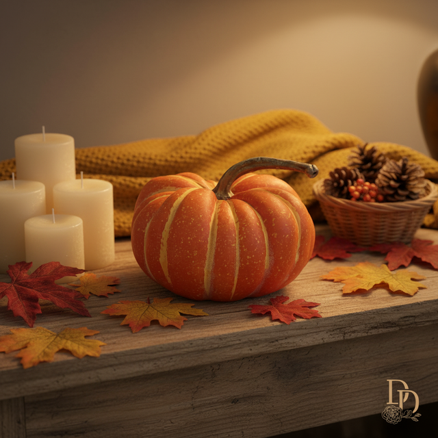 9" Orange Vintage Round Pumpkin