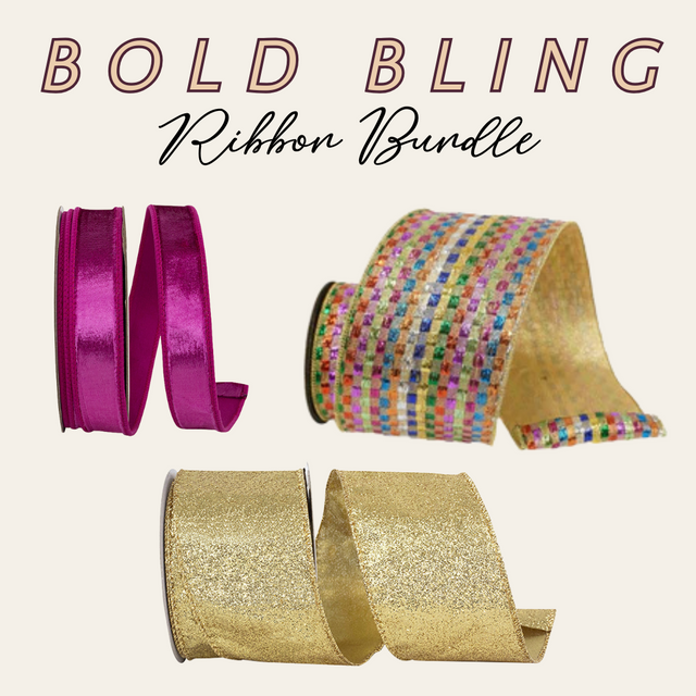 Bold Bling Valentines Day Wired Ribbon Bundle