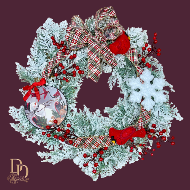 24” Crimson Snowfall Winter Wreath Kit