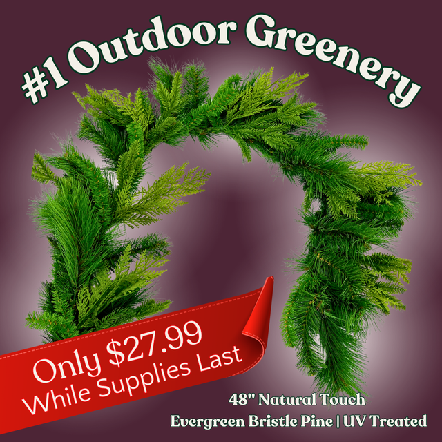 48" Garland | Natural Touch Evergreen Bristle Pine with UV Treatment