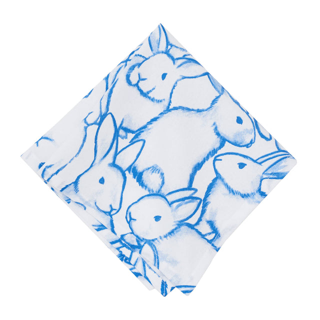 18" x 18" Easter Bunny & Blue Plaid Napkin