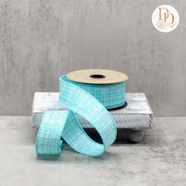 1.5" Aqua Linen Ribbon- 10 yards