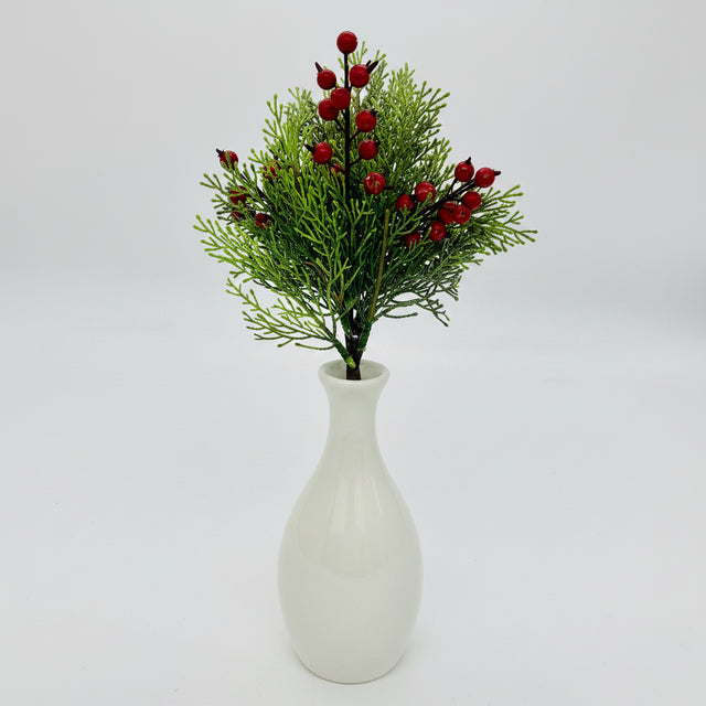 14.5" Red Berries Cedar Spray
