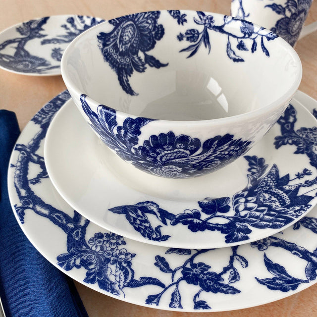 6.25" Blue & White Arcadia Canape Plates- Set of 4