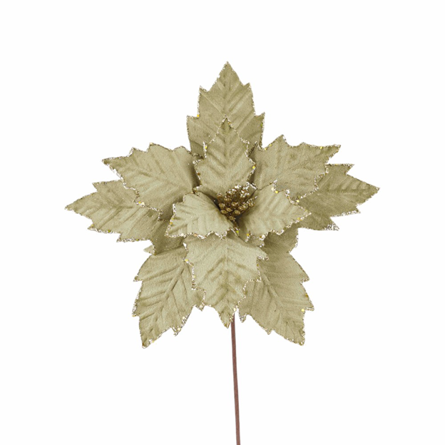 20" Champagne Velvet Poinsettia Stem