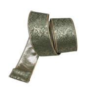 2.5" x 10YD Green Foil Print Velvet Ribbon