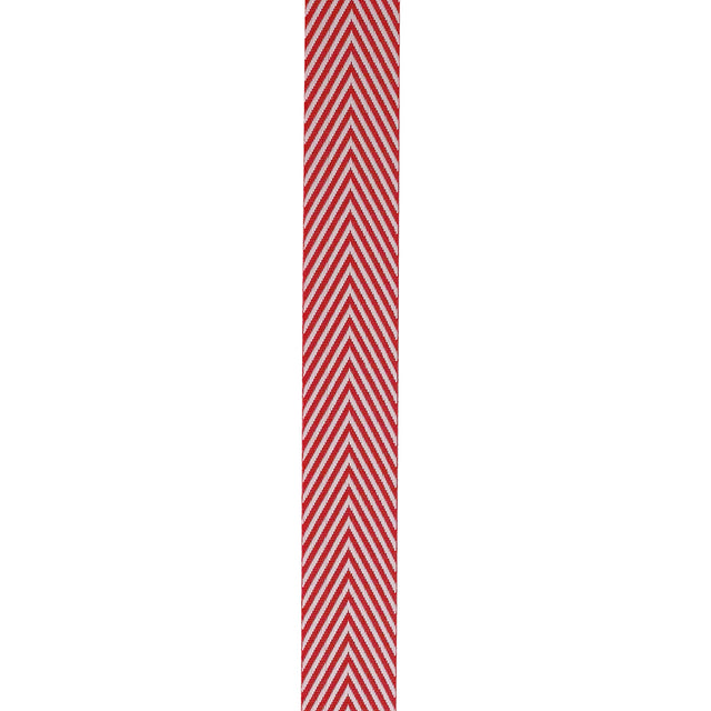 5/8” x 25YDS Herringbone Red and White Unwired Ribbon