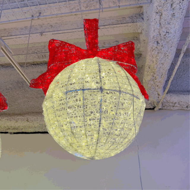 39.37" x 24" Hanging Red Bow LED Orb