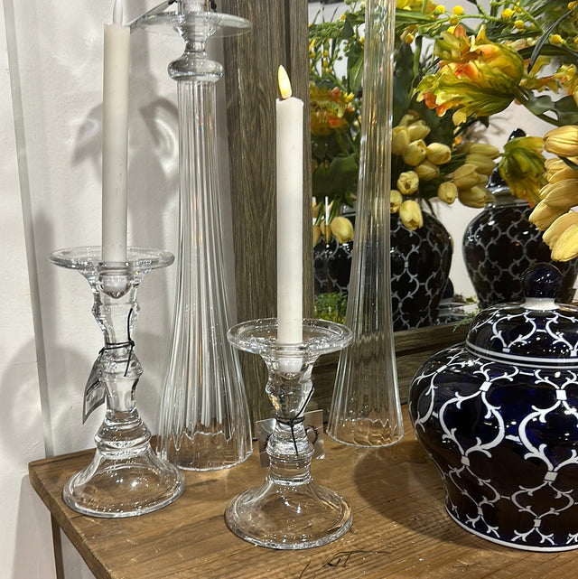 7" Medium Glass Candle Holder