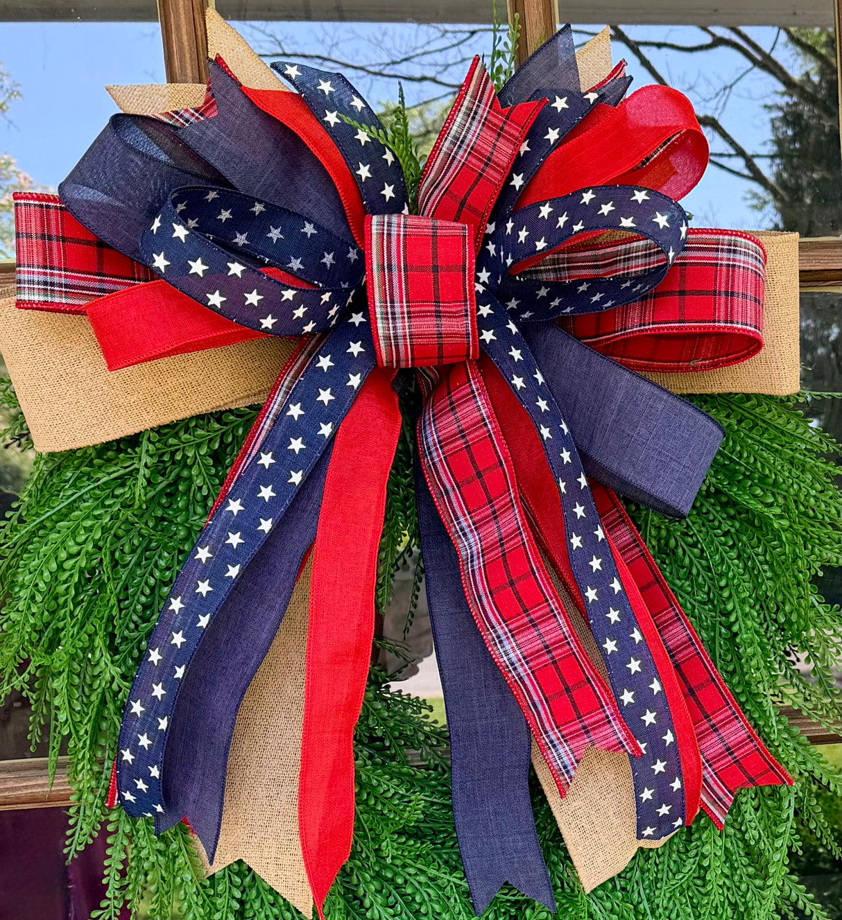 Summer Porch Patriot Handtied Designer Bow