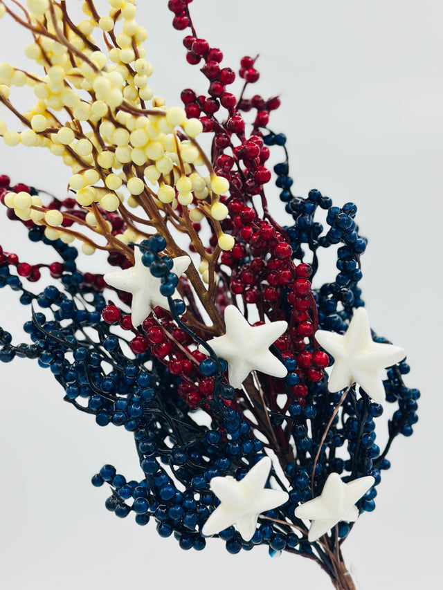 28" Patriotic Berry Spray with Stars