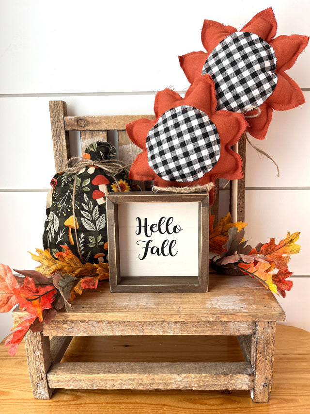 13"/10" Fall Sunflower Set of 2 | Rust, Black, White