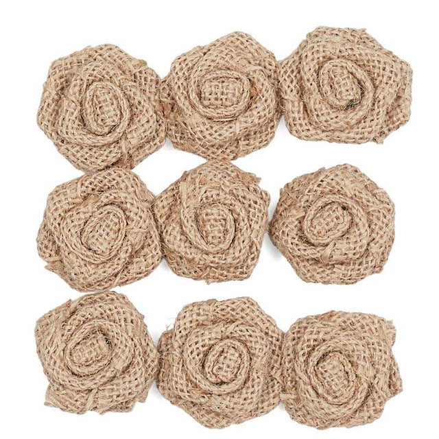 1.5" Burlap Rose Embellishments | Pack of 9