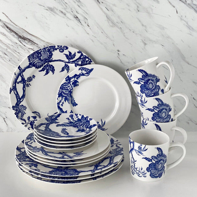 6.25" Blue & White Arcadia Canape Plates- Set of 4