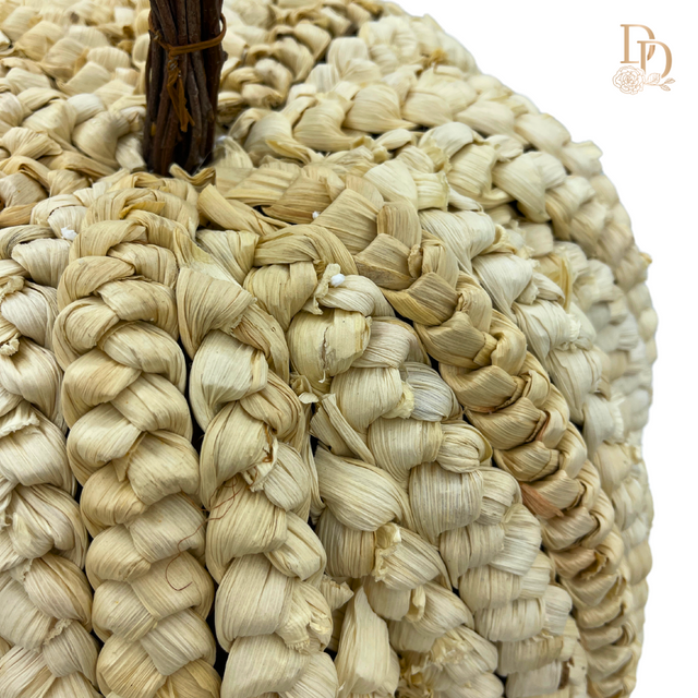 19.5" Cream Basket Weave Pumpkin