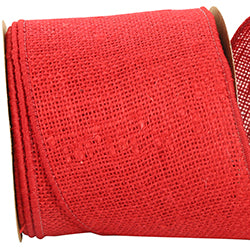 4"x10YDS Red Burlap Colored Wired Edge Ribbon