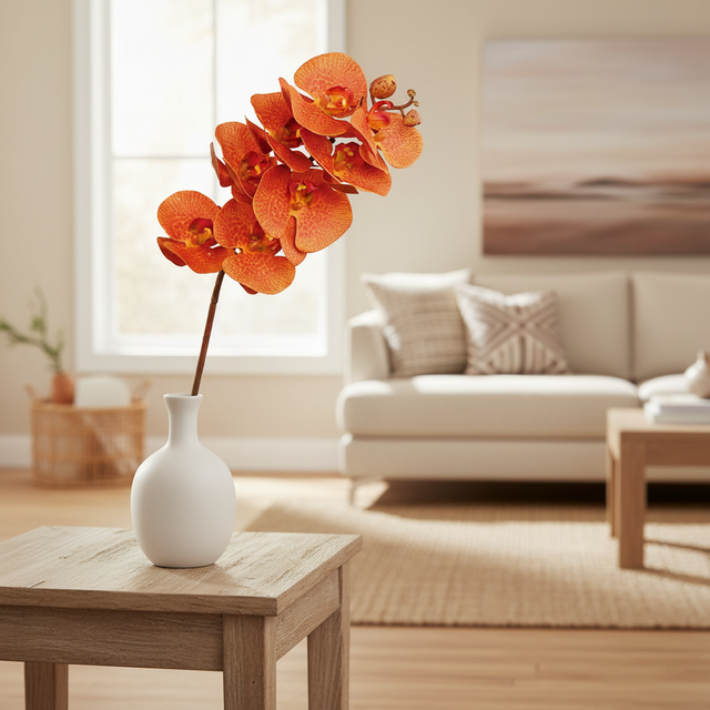 31" Orange Phalaenopsis Orchid Spray