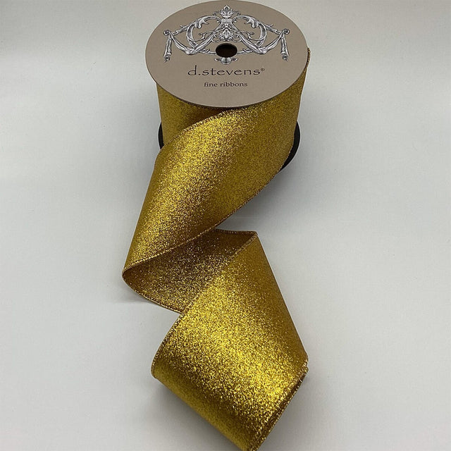 4" x 10YDS Gold Glitter Double-Sided Non-Shedding Ribbon