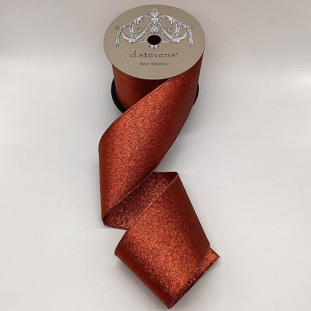4" x 10YDS Dark Red Glitter Double-Sided Non-Shedding Ribbon