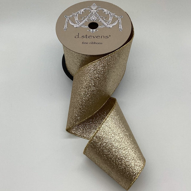 4" x 10YDS Platinum Glitter Double-Sided Non-Shedding Ribbon
