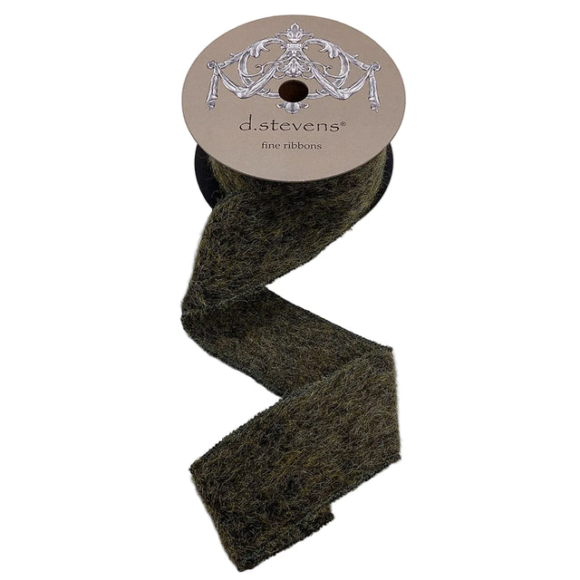 2.5" x 5yd Faux Fuzzy Wool Ribbon – Moss