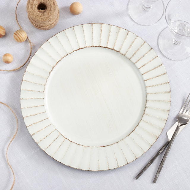13" Ivory Ruffled Charger Plate