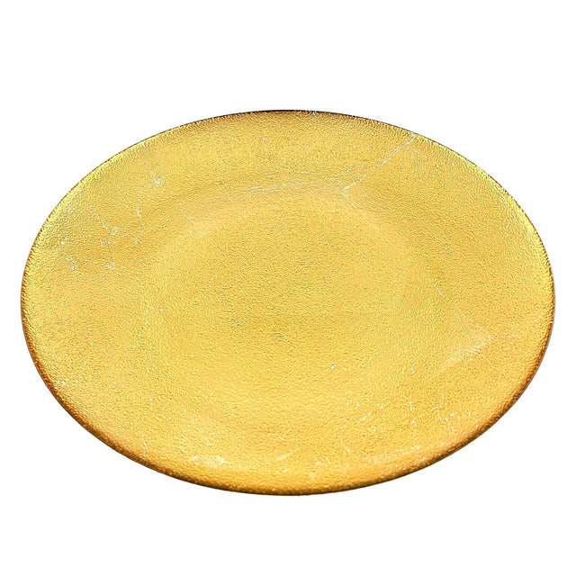 11" Gold Gilded Aura Glass Dinner Plate