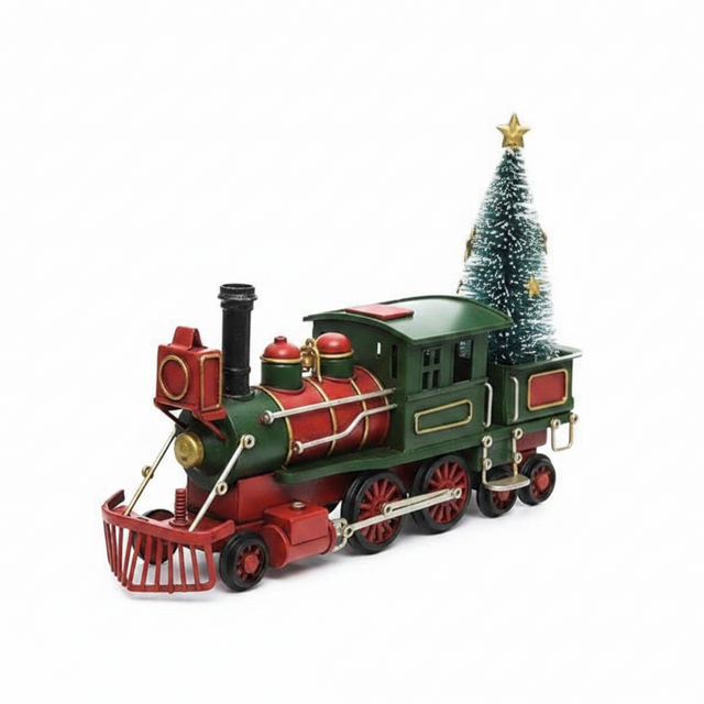 5" Iron Train with Snowy Tree