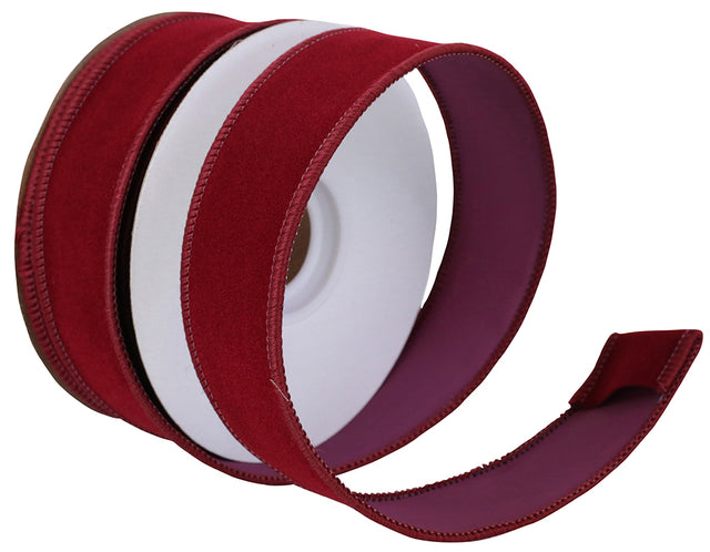 Burgundy Velvet Outdoor Duro Domestic Wired Edge, 1-3/8 Width, 10 Yards