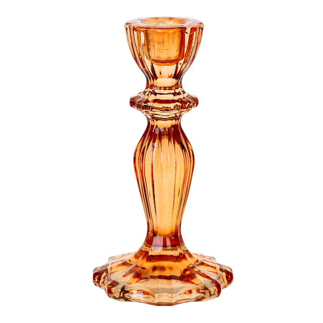 6.3" Orange Glass Candlestick Holder