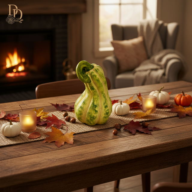 7" Ceramic Green Squash Pumpkin