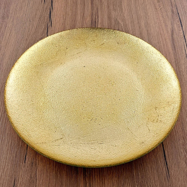 11" Gold Gilded Aura Glass Dinner Plate
