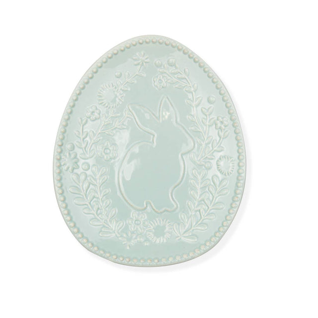 Embossed Floral Bunny Plate | Light Blue | 7.25x1x8.75