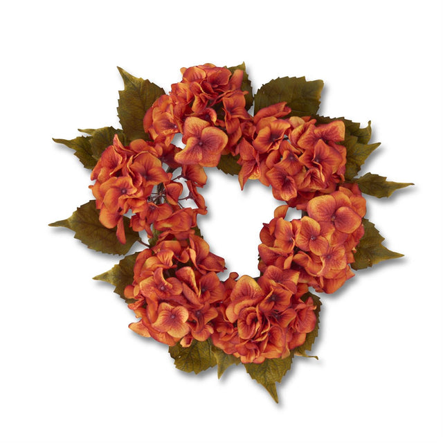 15" Burnt Orange Hydrangea Candle Ring/Wreath