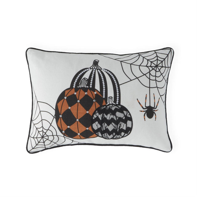 18" White Lumbar Halloween Pumpkin Pillow