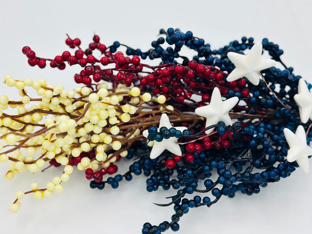 28" Patriotic Berry Spray with Stars