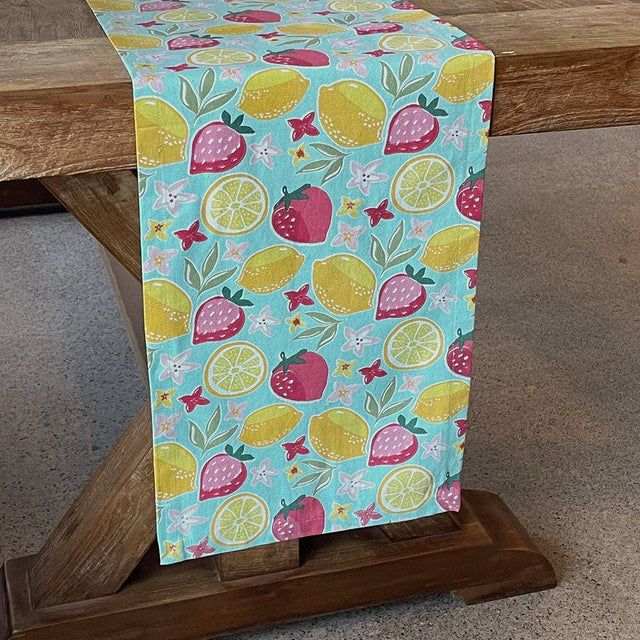 13"x72" Strawberries and Lemon Table Runner