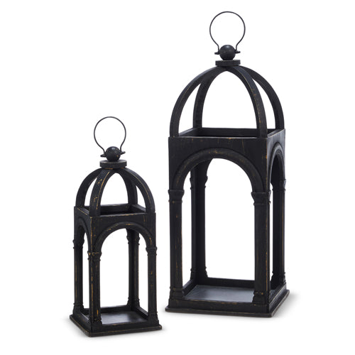 Wooden Arch | Iron | Black Lanterns | Set of 2