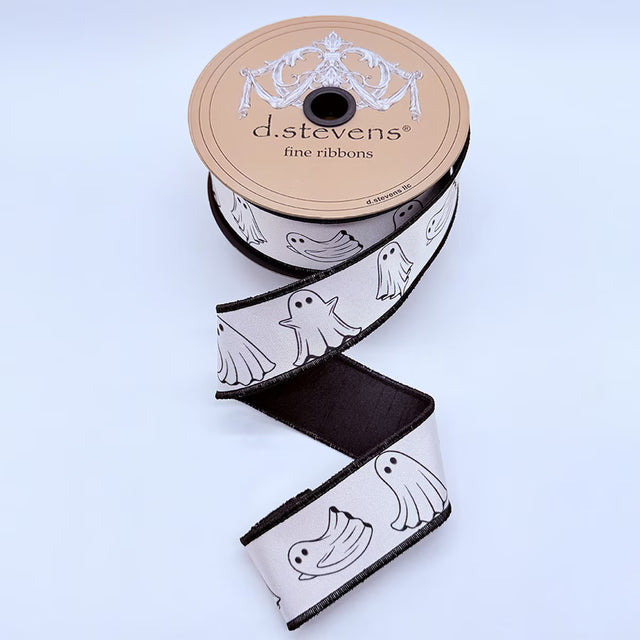 1.5" x 10yd Satin Halloween Ghosts Ribbon