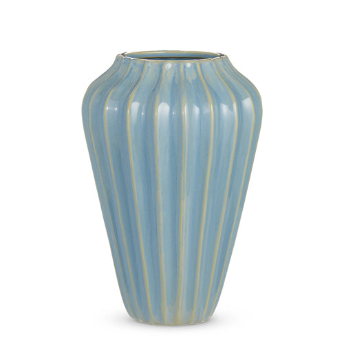 12.5" Blue Ribbed Vase